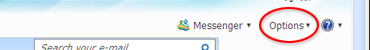 Hotmail options button screenshot