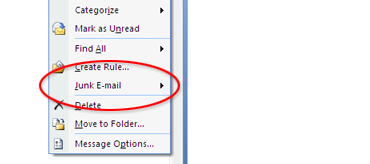 Outlook menu